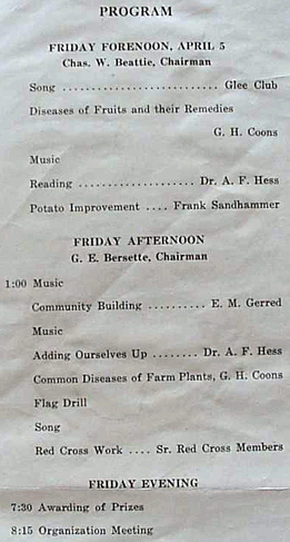 Arcadia Days 1918 Program Page 2 Agenda